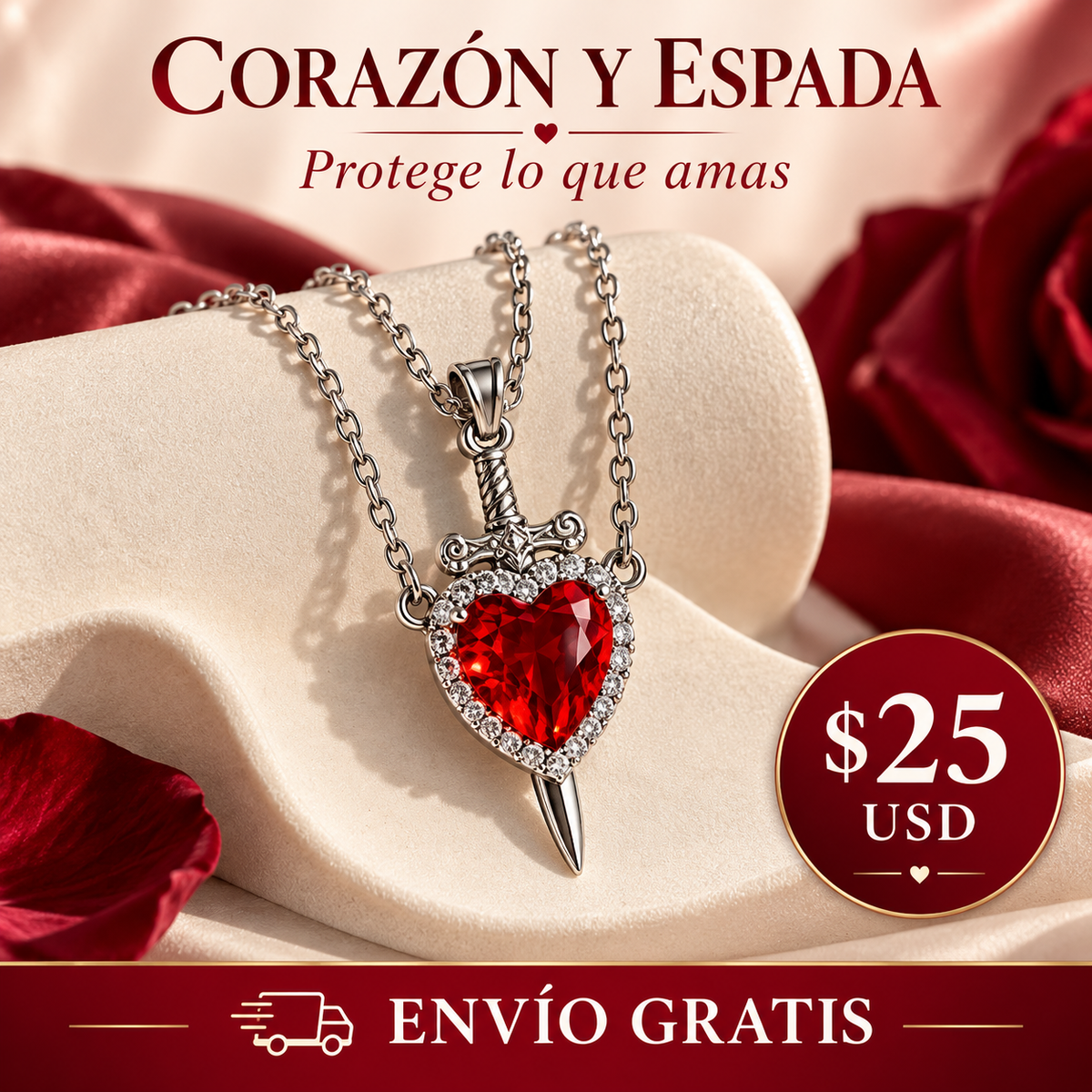 COLLAR DE ESPADA Y CORAZON