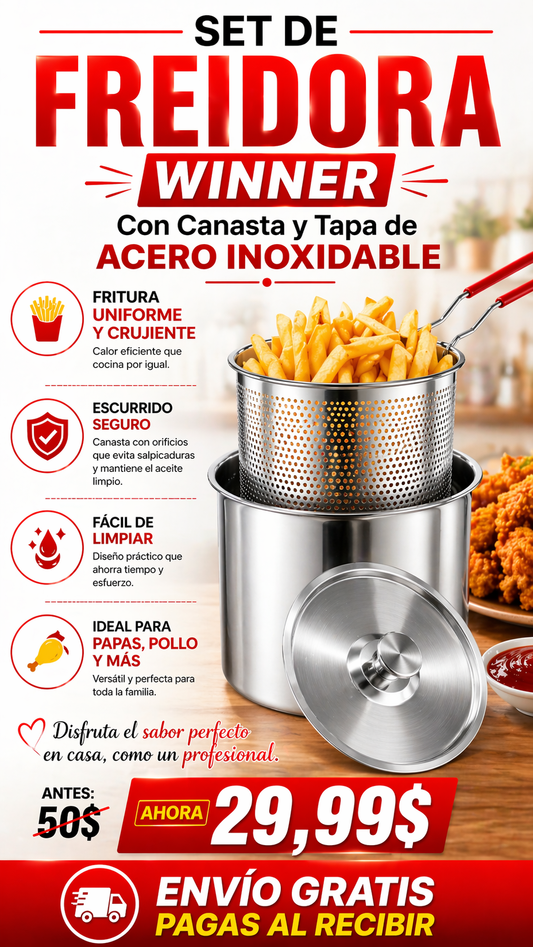 FREIDIRA CON CANASTA WINER BENEFICIO DE PORTABILIDAD  BAJO CONSUMO ENERGÉTICO  + ENVIO GRATIS + PAGAS AL RESIBIR
