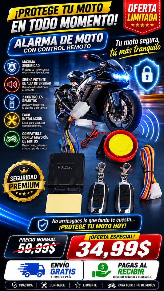 ALARMA PARA MOTO - CADA UNO DE LOS CUATRO BOTONES DEL MANDO A DISTANCIA TIENE UNA FUNCION CORRESPONDIENTE + ENVIO GRATIS + PAGAS AL RECIBIR